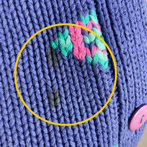 Vintage 90s Floral Cardigan Sweater Cottagecore FLAWS Purple Women Twee Medium - Picture 8 of 14